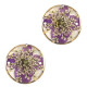 Connector with dried flowers 20mm - Gold-purple beige
